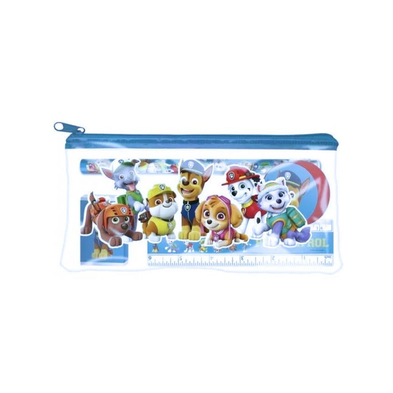 Imagen portatodo escolar azul con material paw patrol