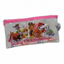 Imagen portatodo escolar rosa con material paw patrol