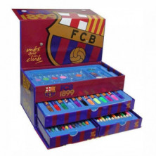 Imagen set dibujo caja fc barcelona 54 piezas 28x12x12cm