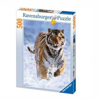 Puzzle Tigre na Neve 500 Peças  Uma aventura visual entre a elegância e a  natureza selvagem 