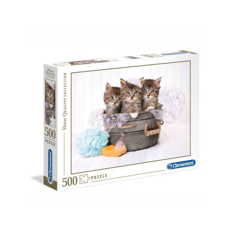 Imagen puzle gatitos en el baño 500 piezas Imagen puzle gatitos en el baño 500 piezas