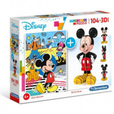 Imagen puzle mickey mouse 3d 104 piezas