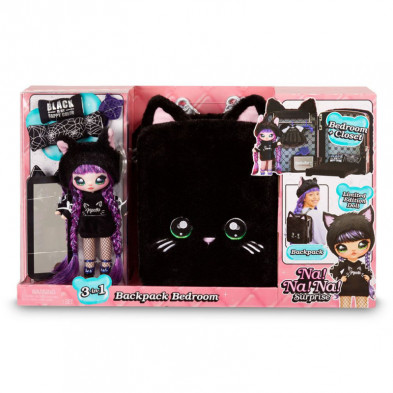 imagen 2 de mochila na! na! na! negra + muñeca exclusiva