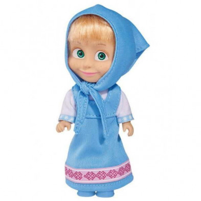 Imagen muñeca masha y el oso con vestido azul 12cm