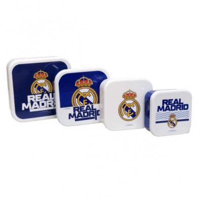 imagen 2 de set 4 contenedores real madrid 13.5x13.5x7cm