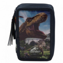 Imagen estuche plumier de 3 pisos jurassic world con mate