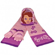 Imagen set gorro+bufanda+guantes princesa sofia