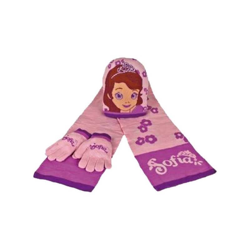 Imagen set gorro+bufanda+guantes princesa sofia