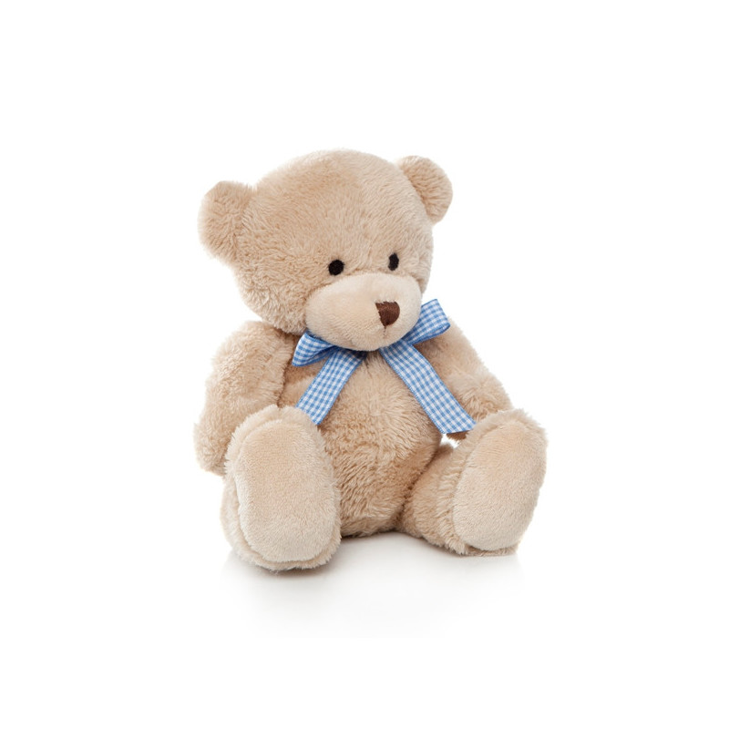 Imagen oso clasico beige lazo azul 19cm