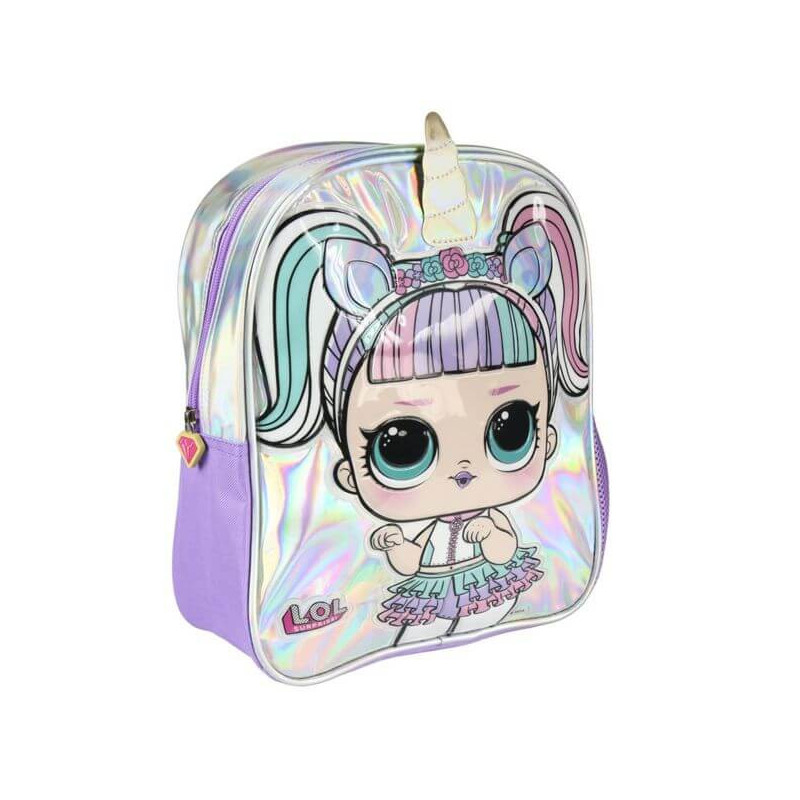 Imagen mochila infantil personaje lol 25x31x10cm plata