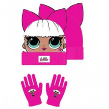 Imagen gorro y guantes lol surprise rosa