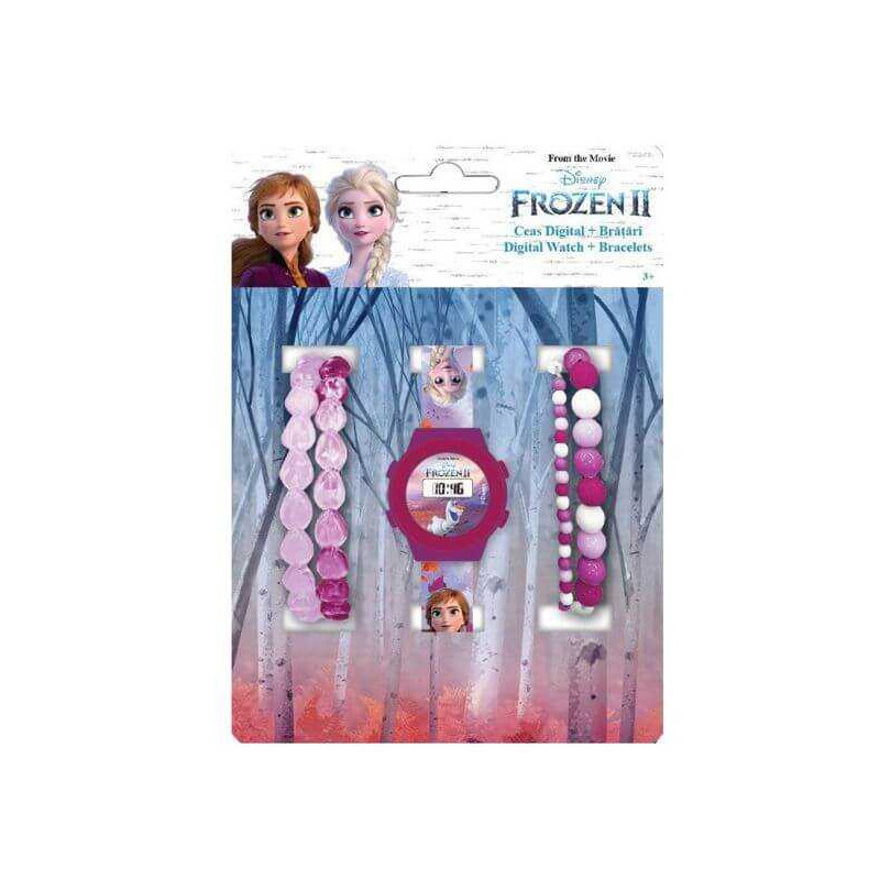 Imagen set reloj digital + pulseras frozen de elsa y anna
