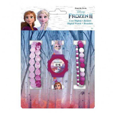 Imagen set reloj digital + pulseras frozen de elsa y anna