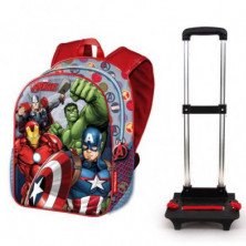 imagen 1 de mochila avengers  marvel 40cm con carro