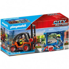 Imagen carretilla elevadora con carga playmobil