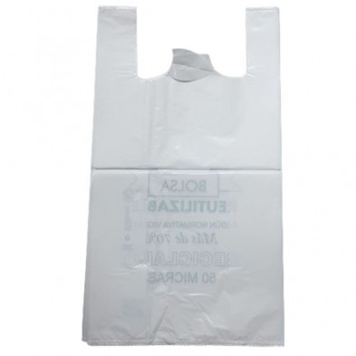 Imagen bolsa de asa 60x70 blanca galga 200 recicl 70%