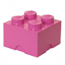 Imagen caja lego rosa en forma de bloque 25x25x18cm