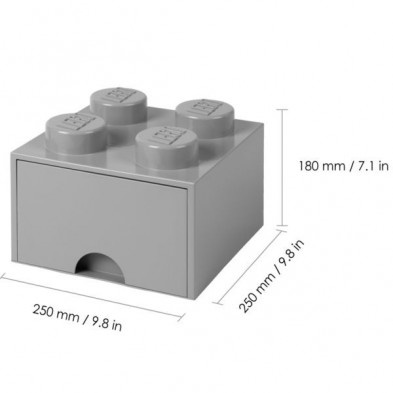 imagen 2 de caja lego ladrillo gris 25x25x18cm drawer 4