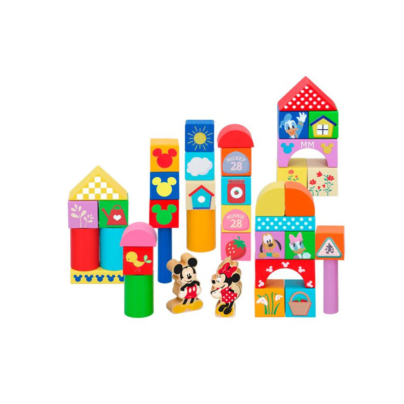 Imagen bote 40 blocks de madera mickey & minnie