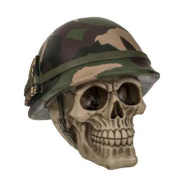 Imagen hucha calavera casco army 15x14cm