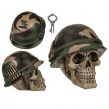 imagen 1 de hucha calavera casco army 15x14cm