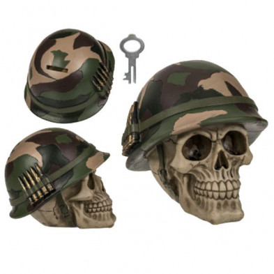 imagen 1 de hucha calavera casco army 15x14cm