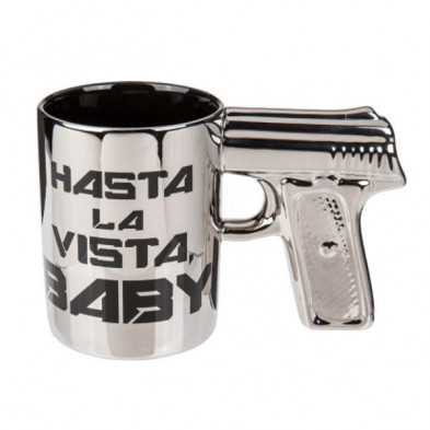 Imagen taza plateada hasta la vista baby 16x10cm Imagen taza plateada hasta la vista baby 16x10cm