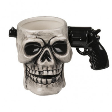 Imagen taza calavera con mando de pistola 17x11cm