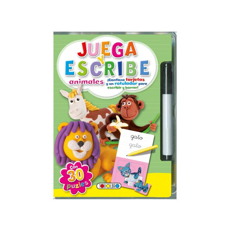 Imagen libro juega y escribe animales con 30 puzles