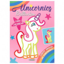 Imagen libro unicornios brillantes para colorear