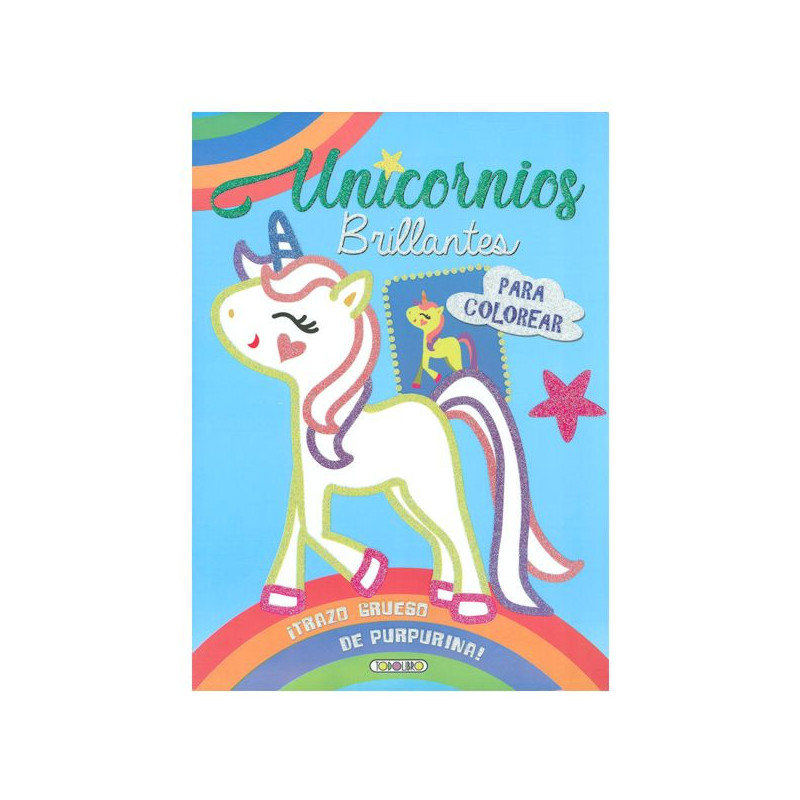 Imagen libro unicornios brillantes para colorear