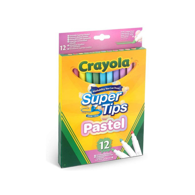 Imagen crayola 12 rotuladores súper punta lavables pastel