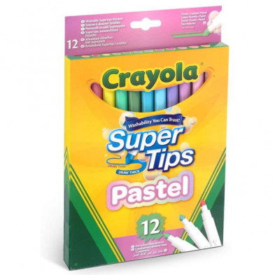 Imagen crayola 12 rotuladores súper punta lavables pastel