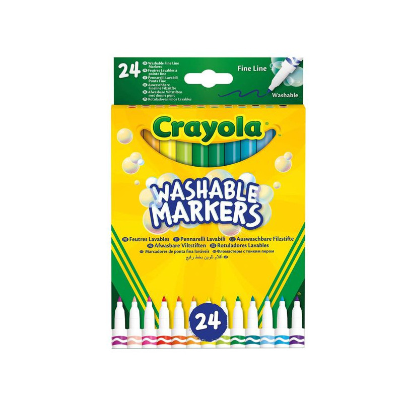 Imagen crayola 24 rotuladores súper lavables punta fina Imagen crayola 24 rotuladores súper lavables punta fina