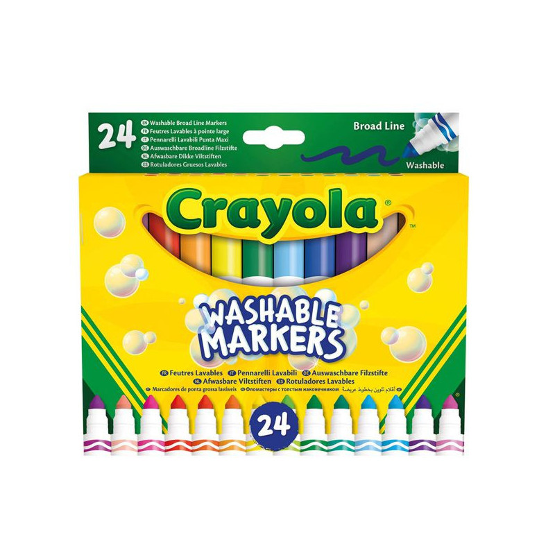 Imagen crayola 24 rotuladores súper lavables maxi punta Imagen crayola 24 rotuladores súper lavables maxi punta