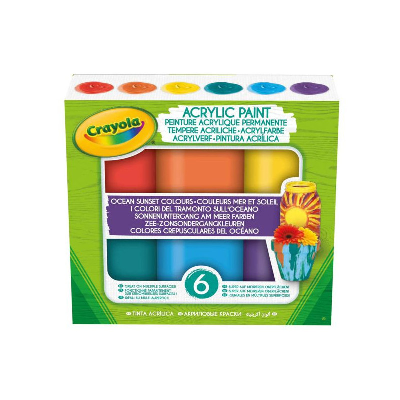 Imagen crayola 6 témperas acrílicas colores del atardecer Imagen crayola 6 témperas acrílicas colores del atardecer