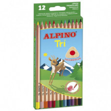 Imagen estuche 12 lápices alpino tri colores surtidos