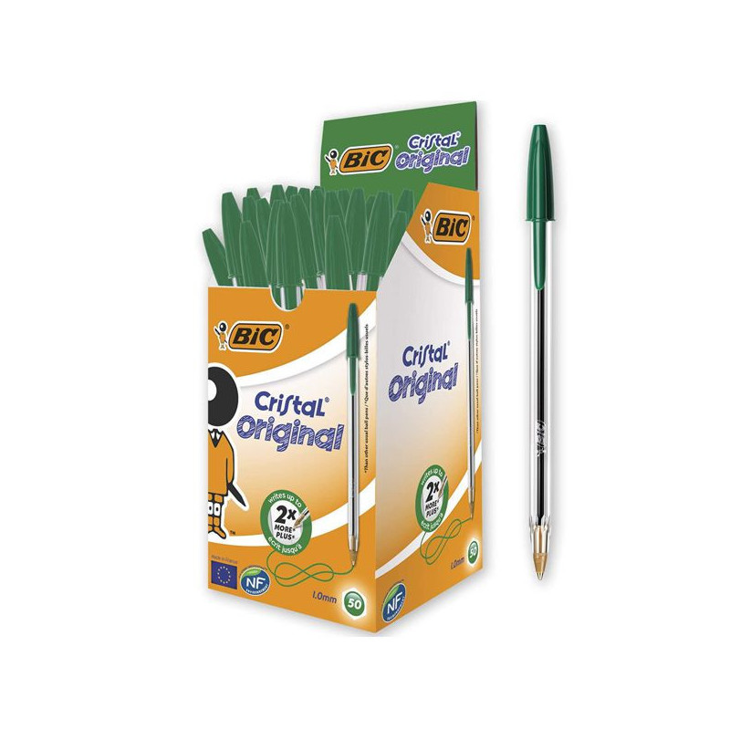 Imagen bic cristal original bolígrafos verde 50u (1mm)