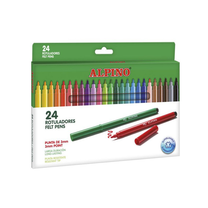 Imagen estuche 24 rotuladores alpino punta fina 3mm Imagen estuche 24 rotuladores alpino punta fina 3mm
