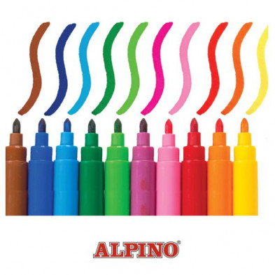 Alpino 12 Rotuladores de Colores  Punta Resistente de 3mm para