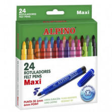 Imagen estuche 24 rotuladores alpino maxi punta 6mm