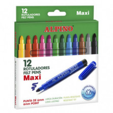 Imagen estuche 12 rotuladores alpino maxi punta 6mm