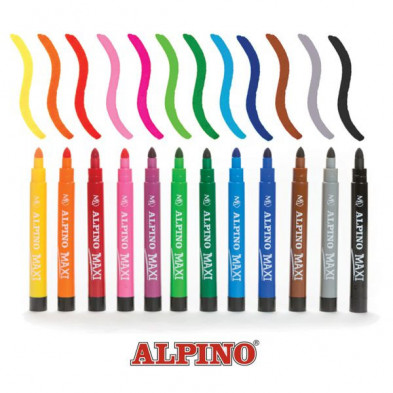 imagen 1 de estuche 12 rotuladores alpino maxi punta 6mm