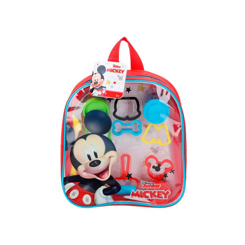 Imagen mochila plastilina mickey 4 botes  y herramientas