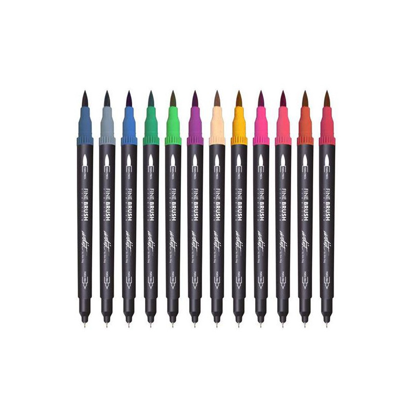 Imagen estuche 12 rotuladores fine brush creative