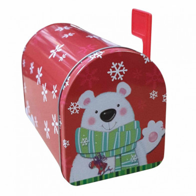 Imagen lata buzón navideño oso 14x9x11cm