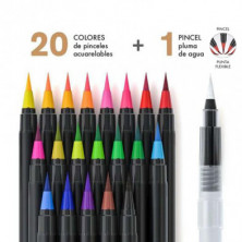 imagen 1 de pinceles acuarelable  - 20 colores + 1 pincel agua