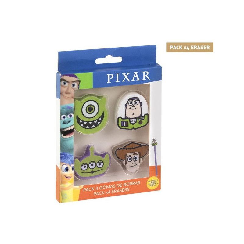 Imagen goma de borrar pixar pack 4 unidades Imagen goma de borrar pixar pack 4 unidades