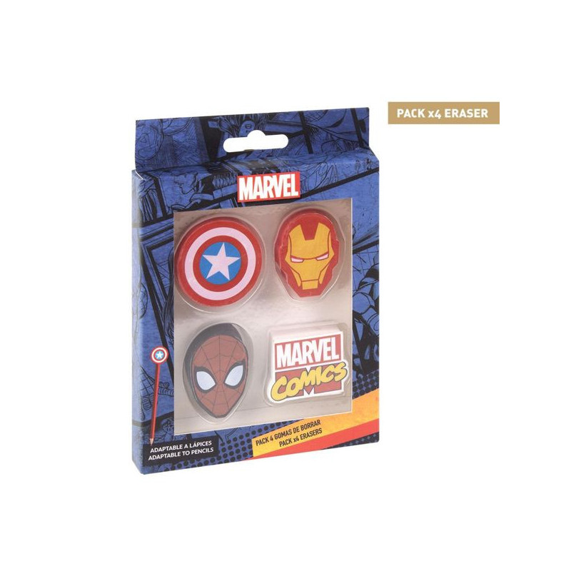 Imagen goma de borrar marvel pack 4 unidades