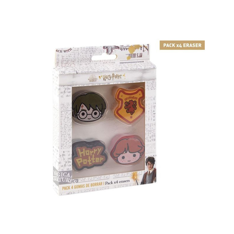 Imagen goma de borrar harry potter pack 4 unidades